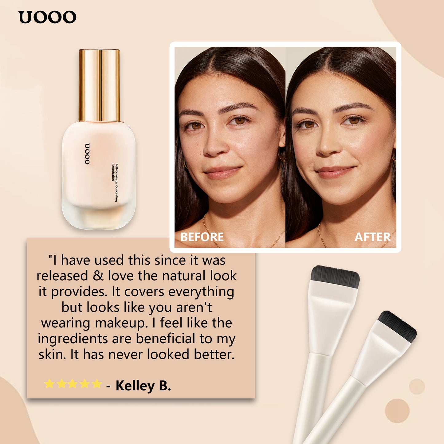 ✨  Full-Coverage Concealing Foundation with Skin Buffing Brush ✨