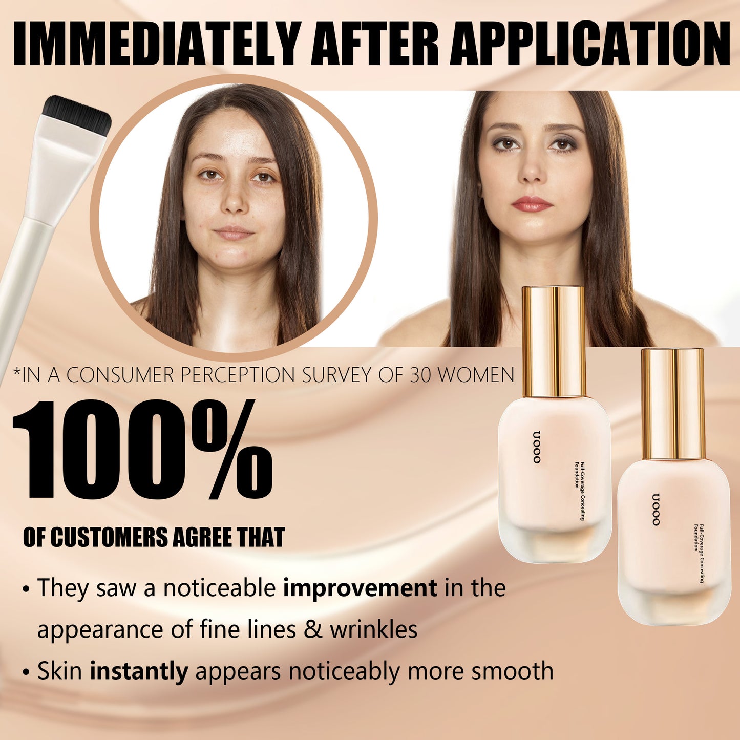 ✨  Full-Coverage Concealing Foundation with Skin Buffing Brush ✨
